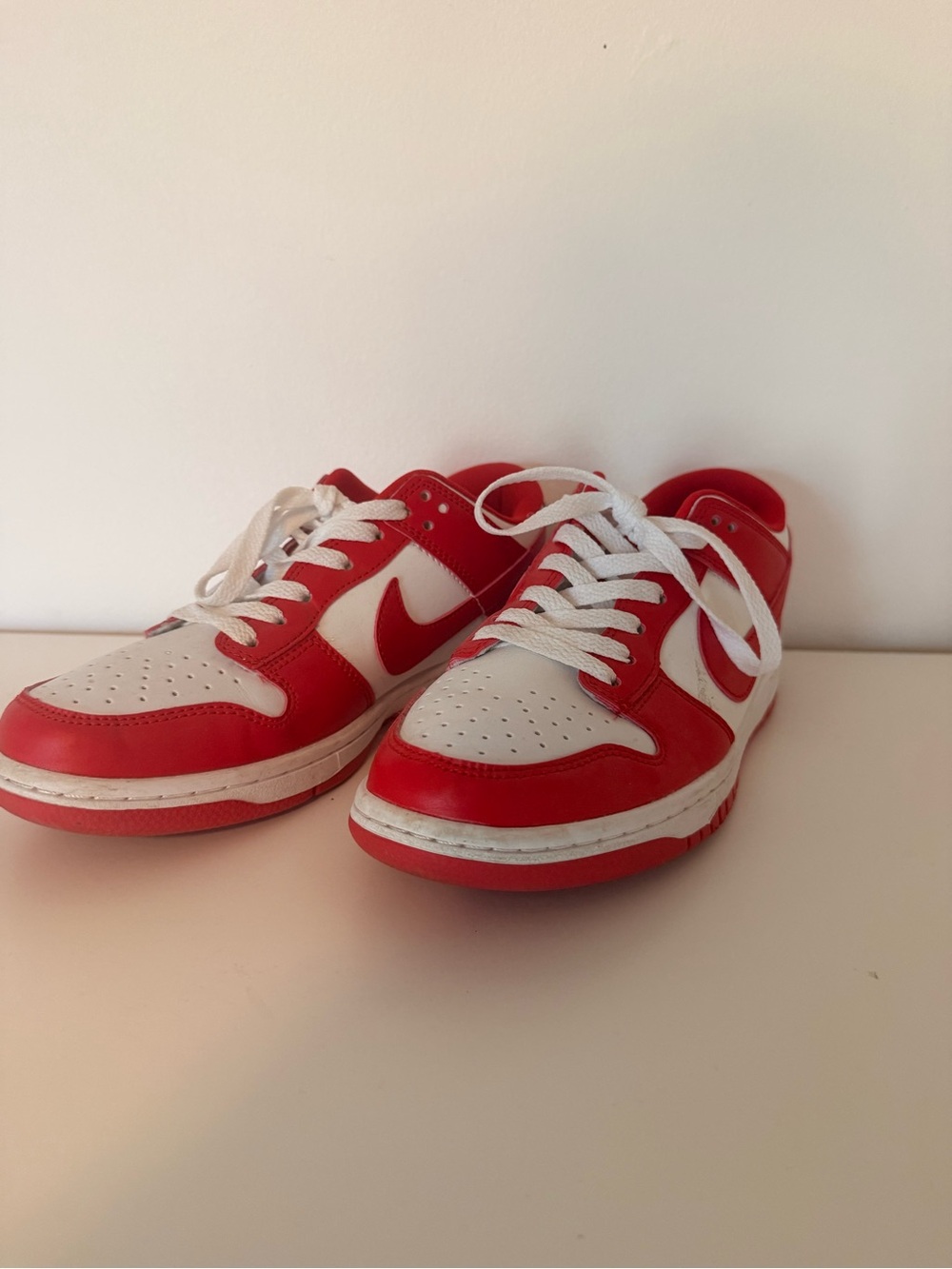 Red and white dunks